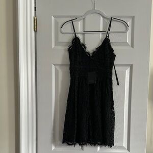NBD Black Babydoll Mini Dress Spaghetti Strap